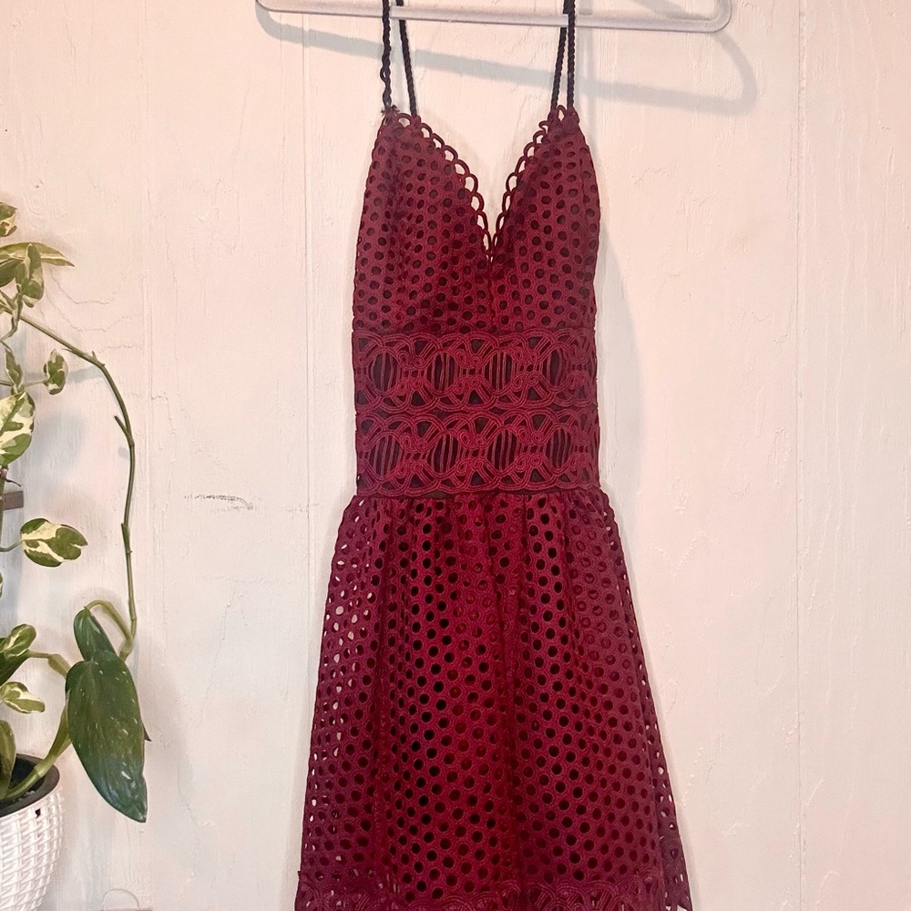 Elegant Burgundy Lace Dress